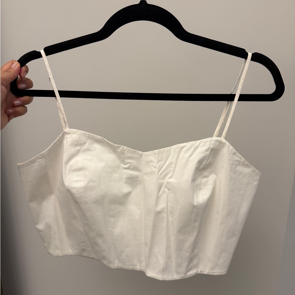 Theory White Spaghetti Strap Cropped Top